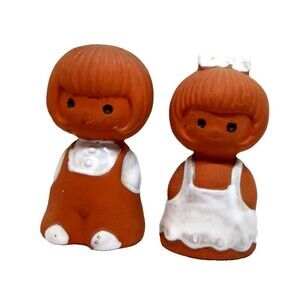 Vintage Holt Howard Terra Cotta Red Clay Boy and Girl Salt and Pepper Shakers